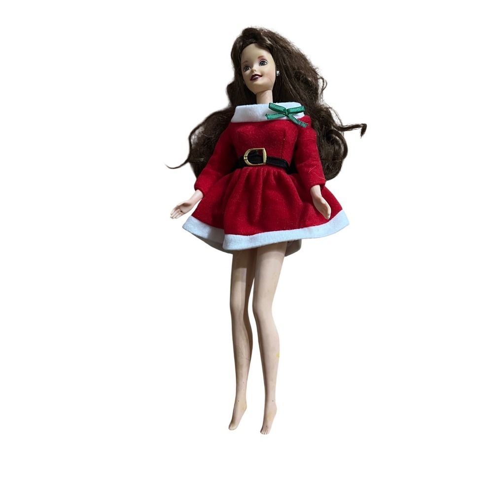 Vintage Brunette Barbie Doll Holiday Hostess Dress Necklace